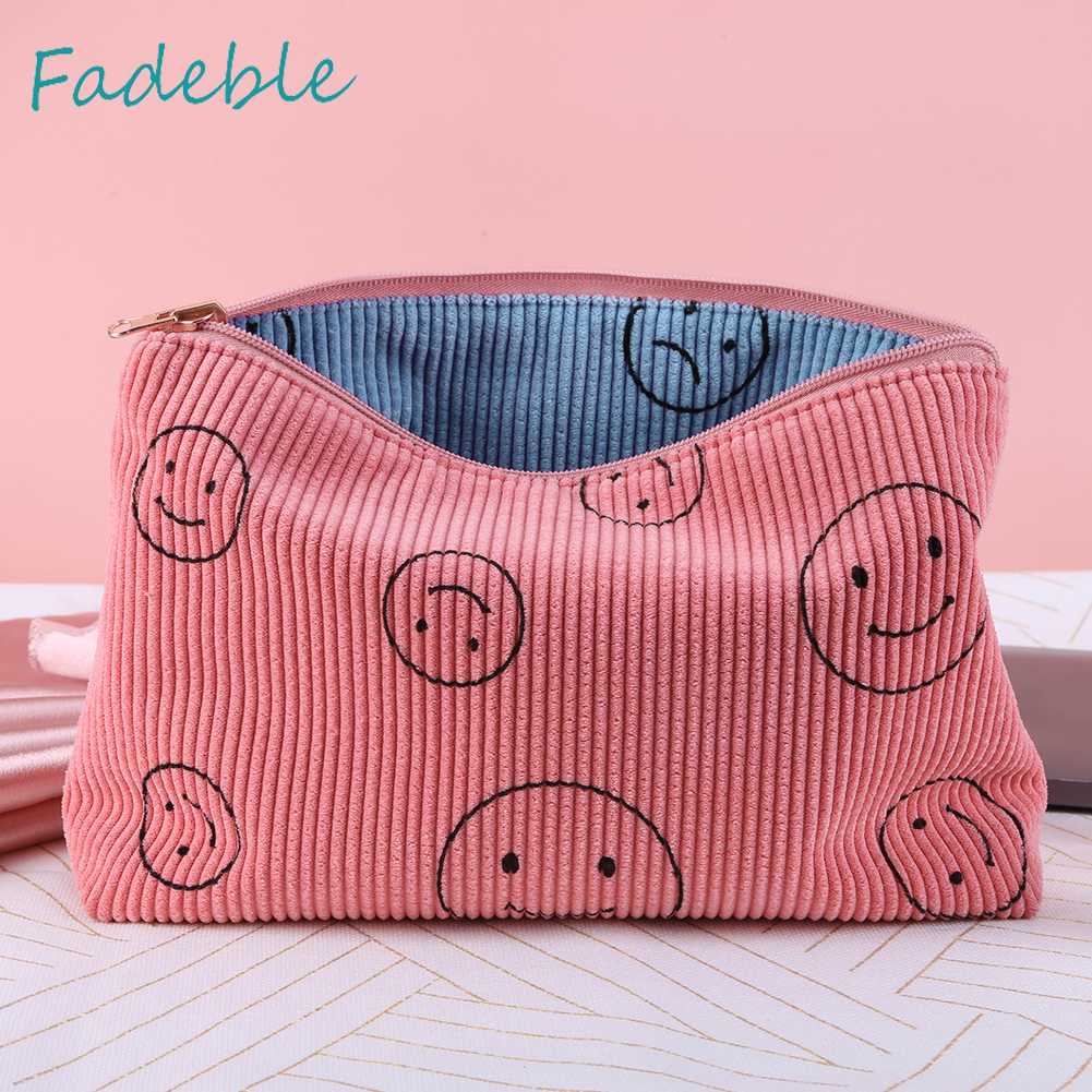 Túi Đựng Đồ Trang Điểm Hai Mặt Họa Tiết Cảm Xúc Dành Cho Nữ