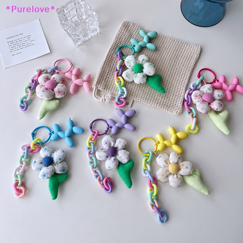 Móc Khóa Xe Hơi / Túi Xách Họa Tiết Hoa / Chú Chó Nhiều Màu Dễ Thương Mới