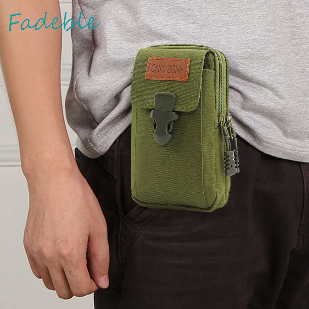 Túi Đeo Hông Vải Oxford Nhiều Ngăn Đựng Điện Thoại Có Khóa Kéo Thời Trang Cho Nam
