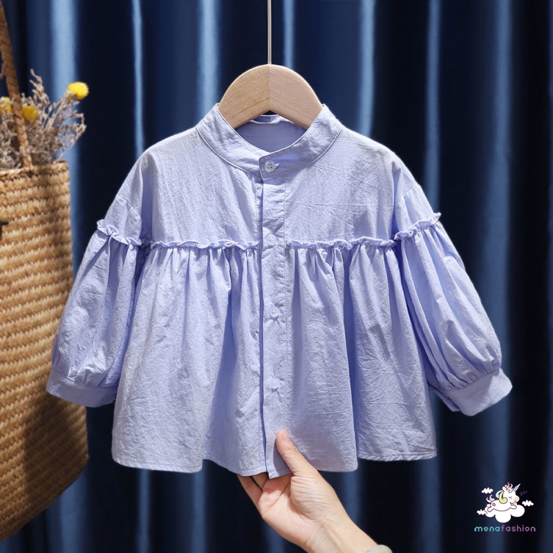 Áo Sơ Mi Xanh Dương Phong Cách Phương Tây Cho Bé Gái 2 Plus Size 130