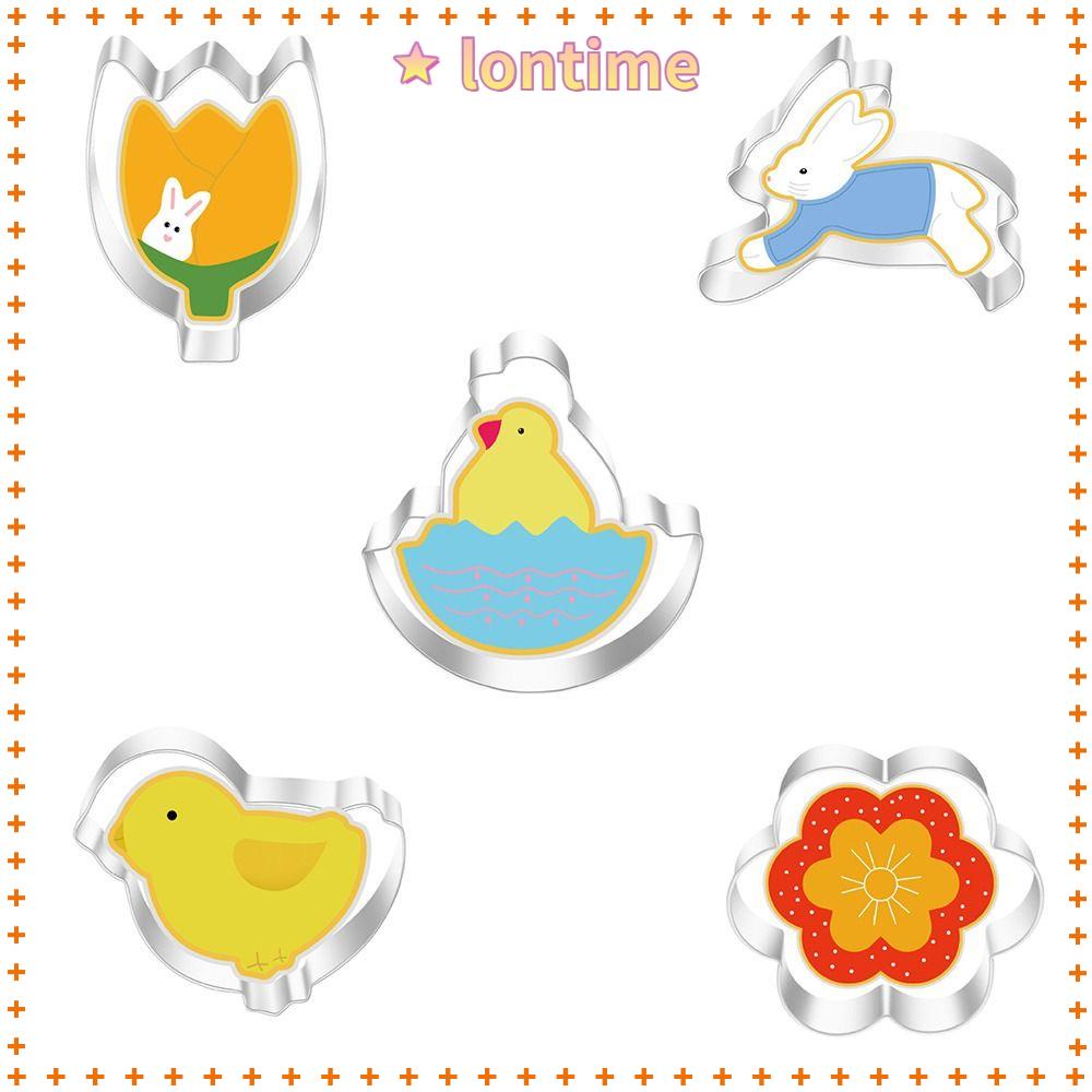 Bộ 5 Khuôn Làm Bánh Sandwich Bằng Thép Không Gỉ Hình Thỏ Phục Sinh 3D