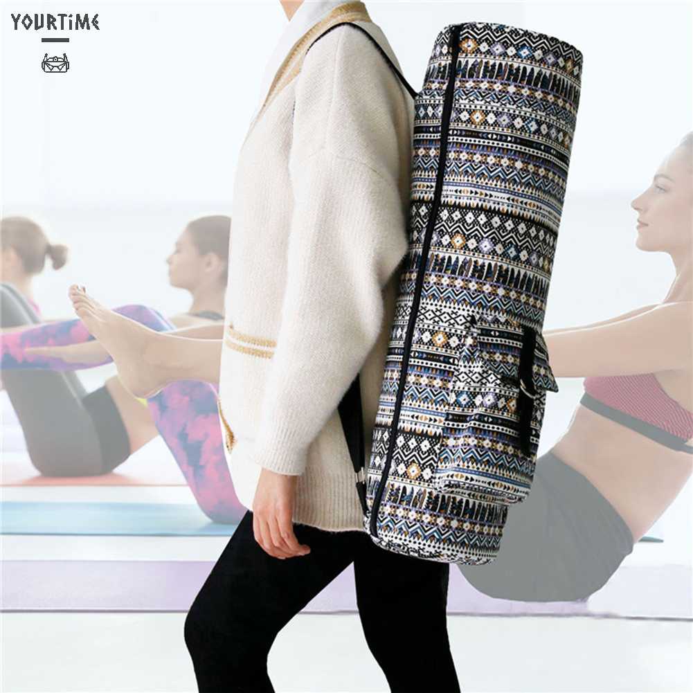 Túi Đựng Thảm Tập Yoga Bằng Vải Bạt In Họa Tiết Thời Trang Có Túi Đựng Cho Nam &amp; Nữ