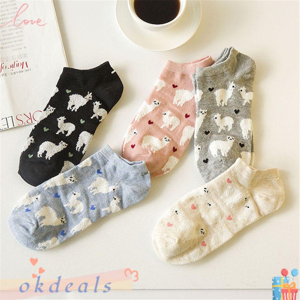 Vớ Cổ Ngắn Thoáng Khí Họa Tiết Dễ Thương