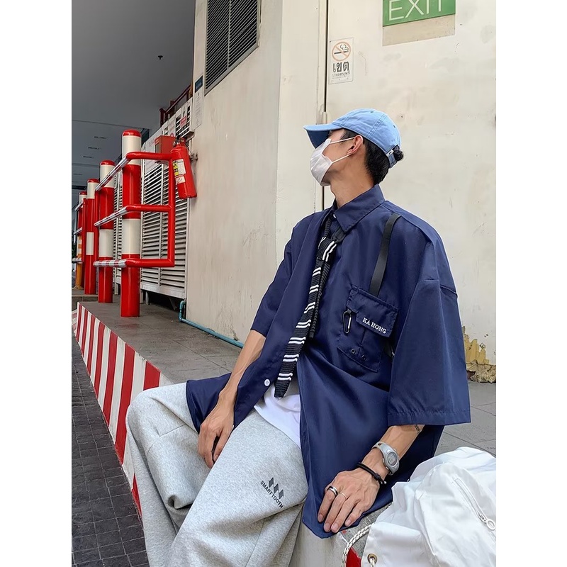 Áo Sơ Mi Tay Ngắn Dáng Rộng Thời Trang Mùa Hè Hàng Mới 2023 Dành Cho Bạn Nam