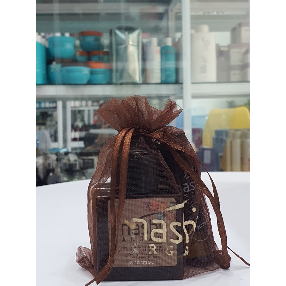 Bộ dầu gội xả và tinh dầu chăm sóc tóc Nashi Argan Travel Kit 30ml- 10ml Hàng chính hãng