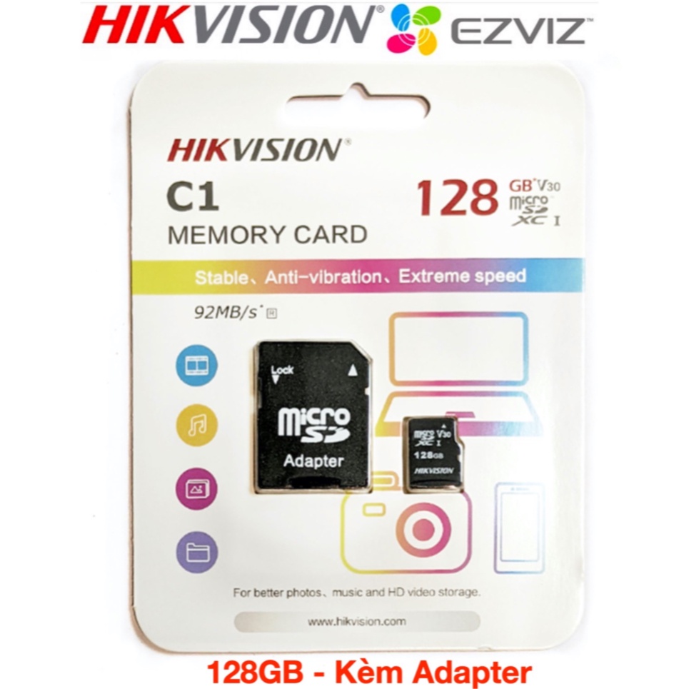 - Thẻ Nhớ HIKVISION MicroSDHC 32GB/64GB/128GB Kèm Adapter 92MB/S -BH 60 Tháng 1 đổi 1 -Chính Hãng