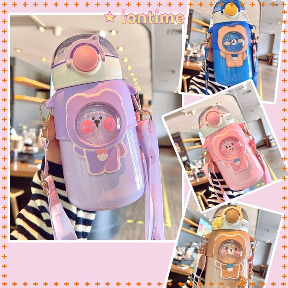 Bình Nước Giữ Nhiệt Chống Tràn In Hình Hoạt Hình Dung Tích 600ml