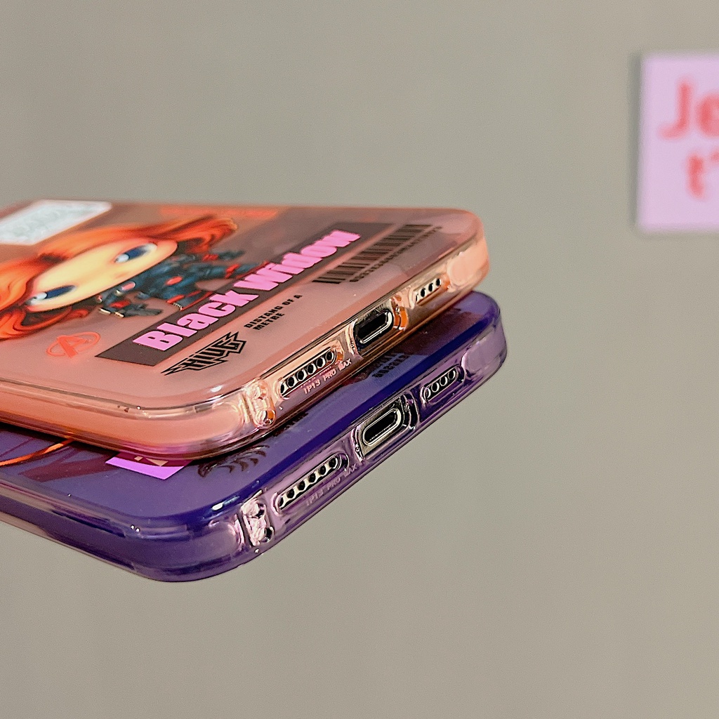 Ốp Điện Thoại tpu Mềm Trong Suốt Họa Tiết Marvel Black Widow Hai Mặt Cho iPhone 11 13 12 14 PRO MAX