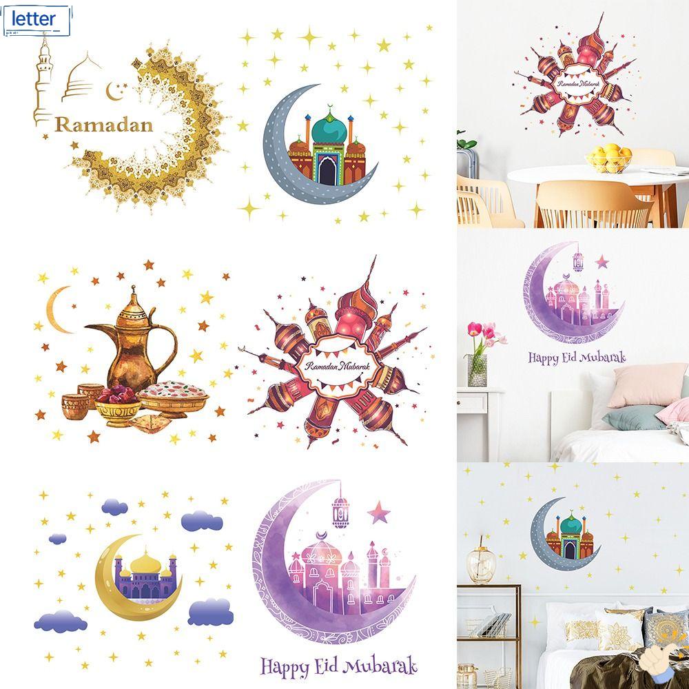 Sticker Dán Tường Trang Trí Lễ Hội Hồi Giáo Hình Ngôi Sao Mặt Trăng