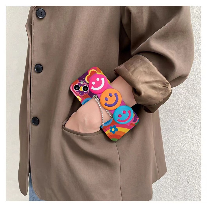 Ốp Điện Thoại In Hình Mặt Cười Có Dây Đeo Cho IPhone 14, 13, 12, 11 Xs, Xr X 8, 7puls, 11promax