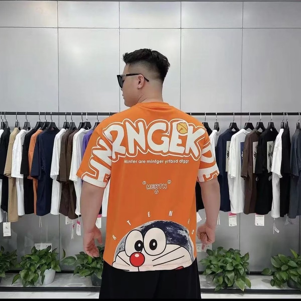 Áo Thun 100% Cotton Tay Ngắn Cổ Tròn In Họa Tiết Hoạt Hình Thời Trang Mùa Hè Cho Nam