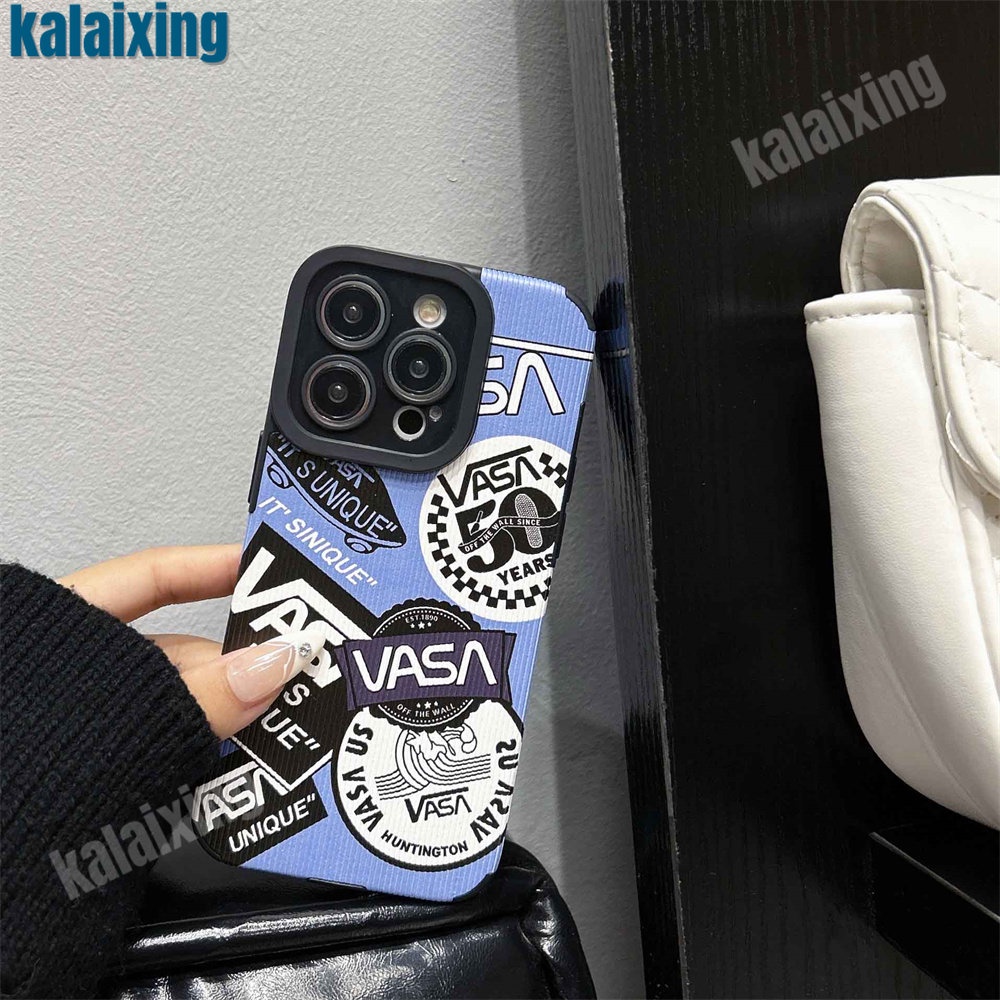 Ốp Điện Thoại Da Mềm Họa Tiết VANS Màu Xanh Dương Cho iPhone 11 12 13 14 Pro Max 14 Plus Xs Max X XR 7 8 Plus