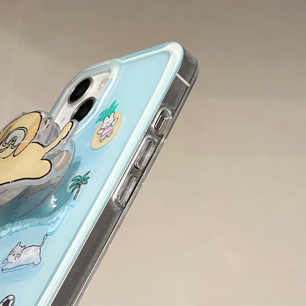 Ốp Điện Thoại tpu Silicon Mềm Trong Suốt Hai Mặt Hình Cún Lặn Biển Dễ Thương Cho iPhone 14 13 12 11 PRO MAX Đứng