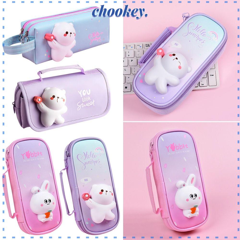 CHOOKEY Túi Đựng Bút Đa Năng Họa Tiết Hoạt Hình Xinh Xắn