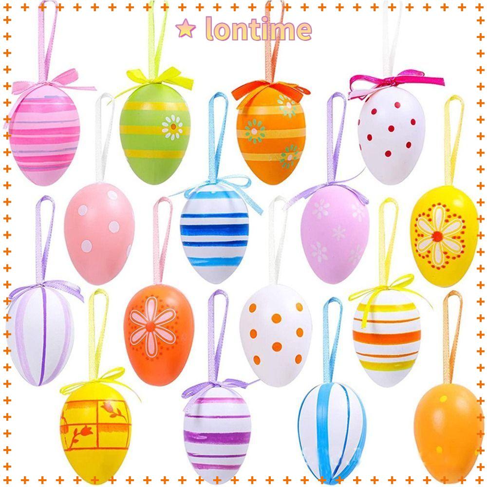 Set 12 / 24 Quả Trứng Phục Sinh Bằng Gỗ Dùng Để Treo Trang Trí