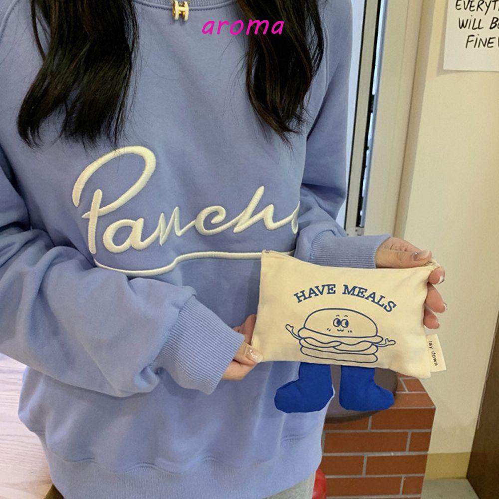 Túi Canvas Đựng Tiền Xu / Tai Nghe Chống Thấm Nước Hình Hamburger Đơn Giản Thời Trang