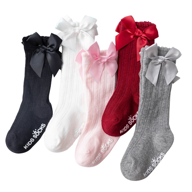 Tất Dài Ngang Gối Vải Cotton Mềm Mại Dễ Thương Cho Bé