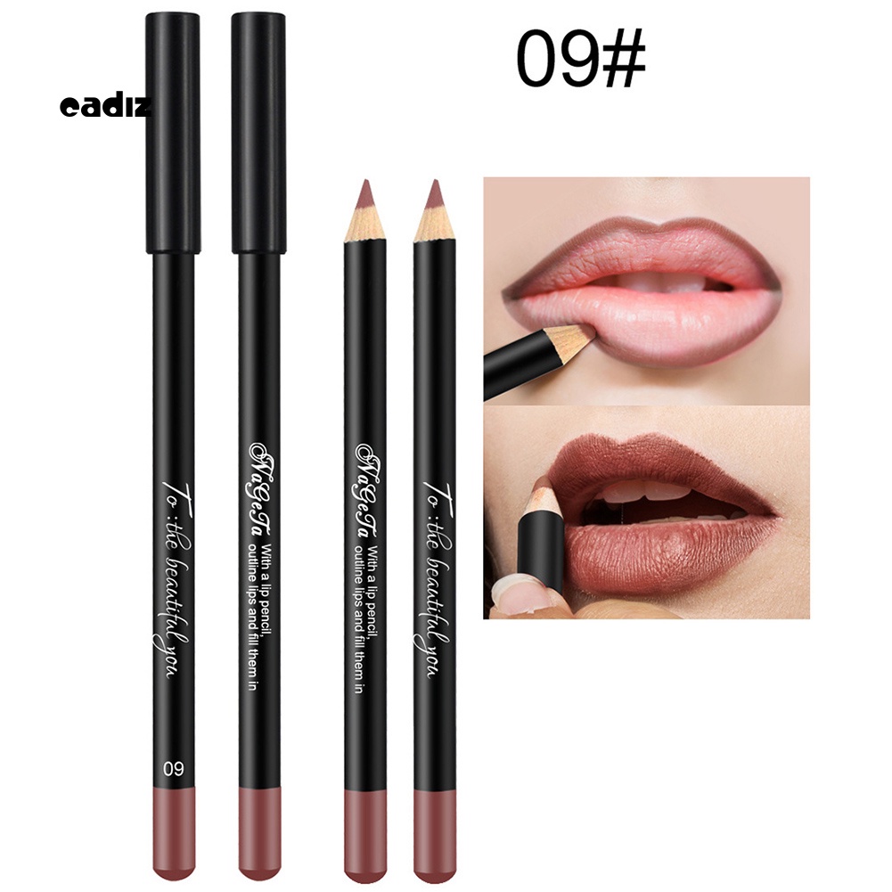 Chì Kẻ Viền Môi NAGETA 12 Màu Sắc Tùy Chọn Chống Thấm Nước Chống Dính Lâu Trôi