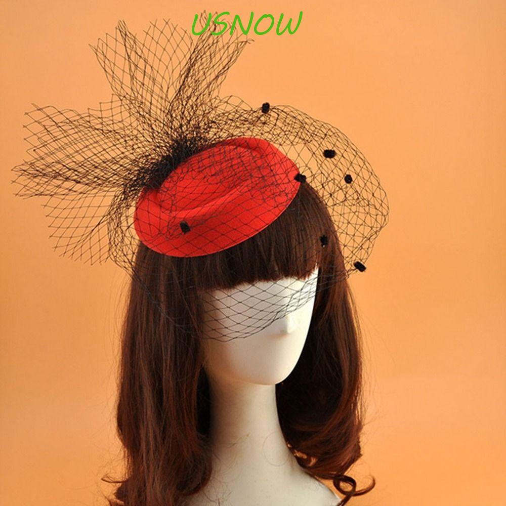 Mạng Che Mặt Và Tóc Màu Đen Họa Tiết Chấm Bi Phong Cách Vintage