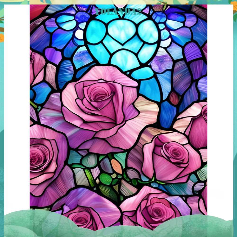 Tranh Đính Đá Kim Cương Toàn Bộ 5D DIY Hình Vẽ Hoa Hồng Trang Trí Nhà Cửa