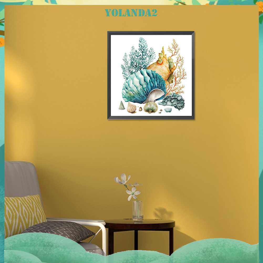 Bộ Tranh Đính Đá 5D Họa Tiết Vỏ Sò / San Hô Độc Đáo DIY Dùng Trang Trí