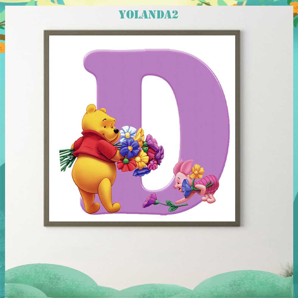 Tranh Đính Đá Kim Cương Toàn Bộ 5D DIY Hình Vẽ Chữ D Winnie Trang Trí Nhà Cửa