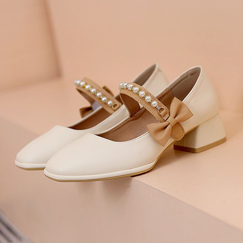 Giày Cao Gót Da Phong Cách Thời Trang Xuân Thu 2023 Dành Cho Nữ