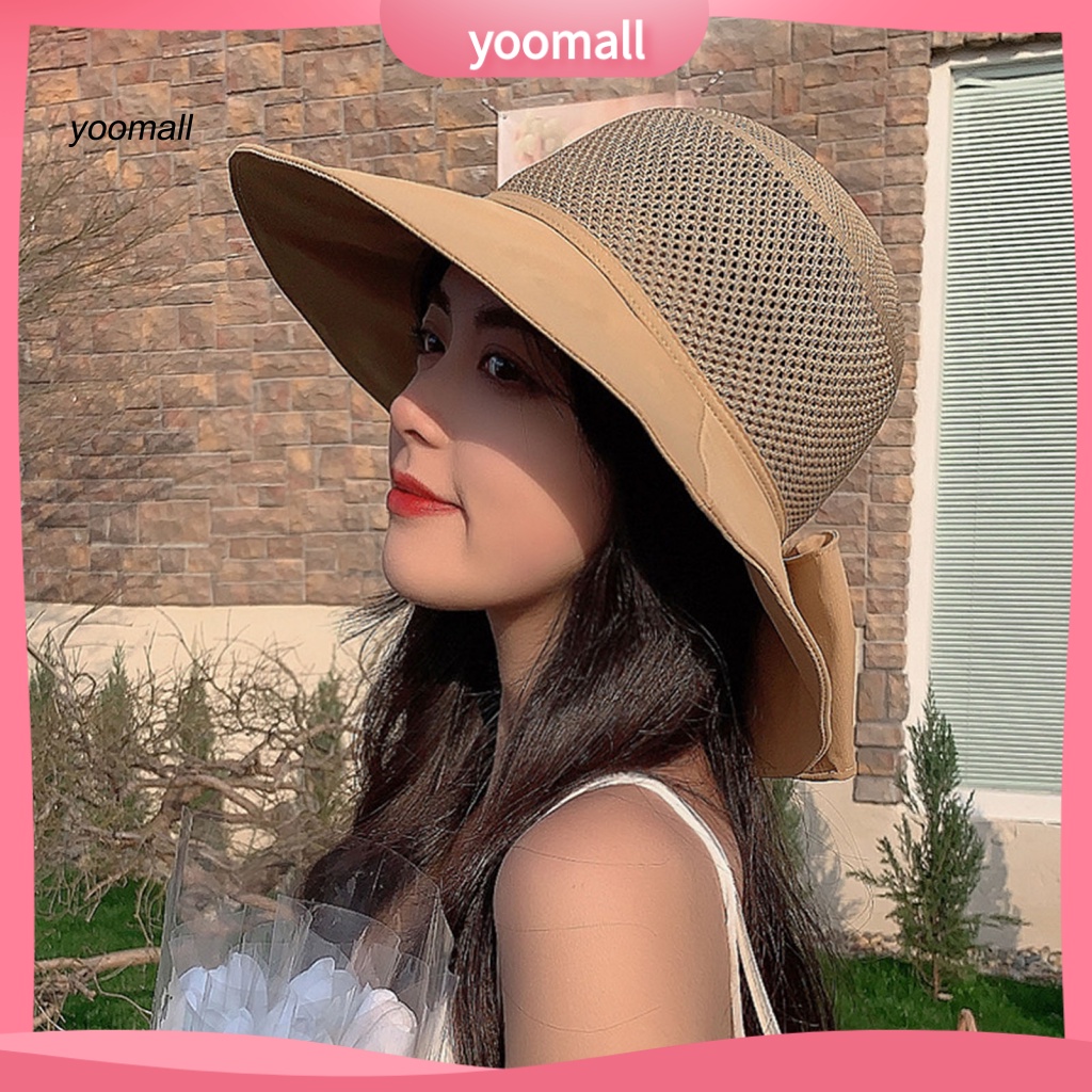 Mũ Tai Bèo Vành Rộng Thoáng Khí Đính Nơ In Chữ Thời Trang Cho Nữ