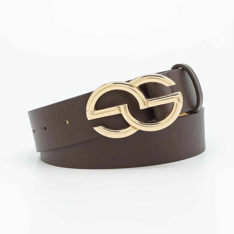 Thắt Lưng Denim Khóa Kim Loại Chữ G Đôi Thời Trang Giản Dị Mới Cho Nữ