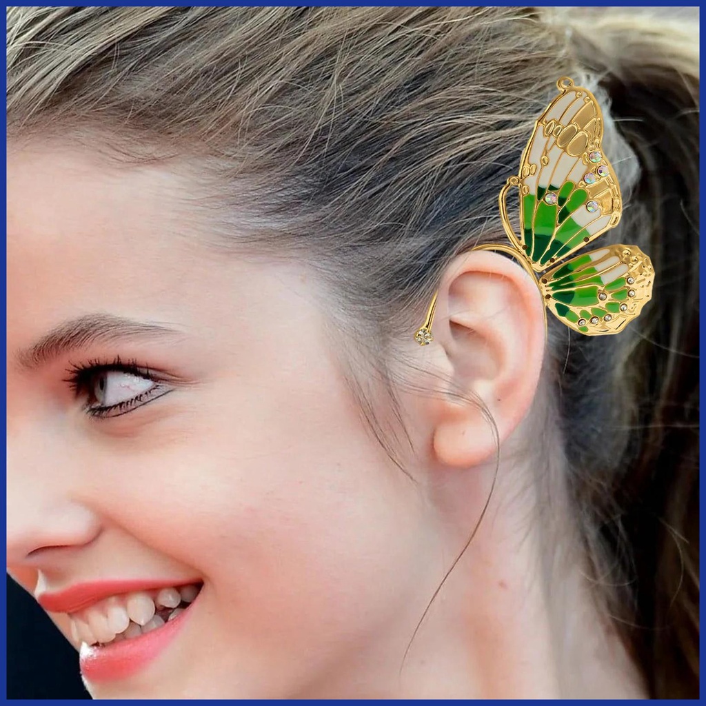 Khuyên Kẹp Vành Tai Hình Bướm Đính Đá Cho Bé Gái