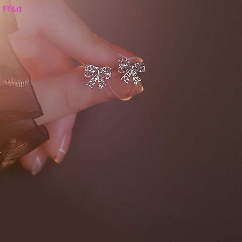 1 Đôi Bông Tai Hình Nơ Ren Rỗng Đơn Giản Dành Cho Nữ