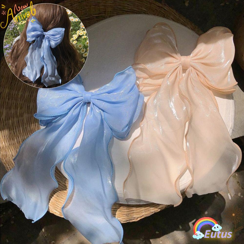 Bộ 2 Kẹp Tóc Nơ Satin Sang Trọng Cho Nữ