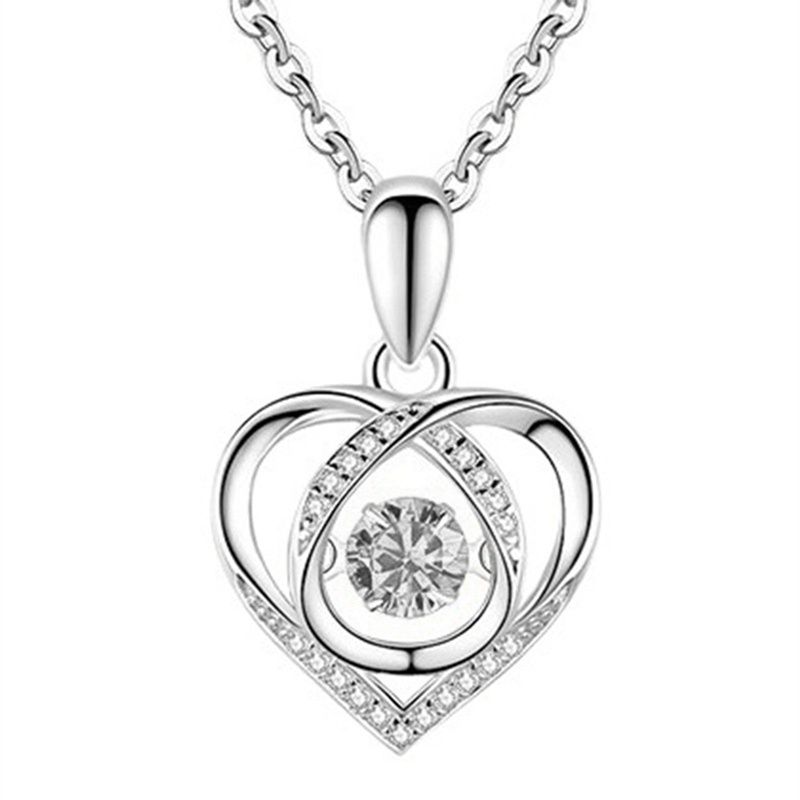 Ygt Vòng cổ Bằng Thép Không Gỉ Mặt Hình Trái Tim Đính Đá Pha Lê Màu Xanh Dương Sang Trọng Thời Trang Cho Nữ