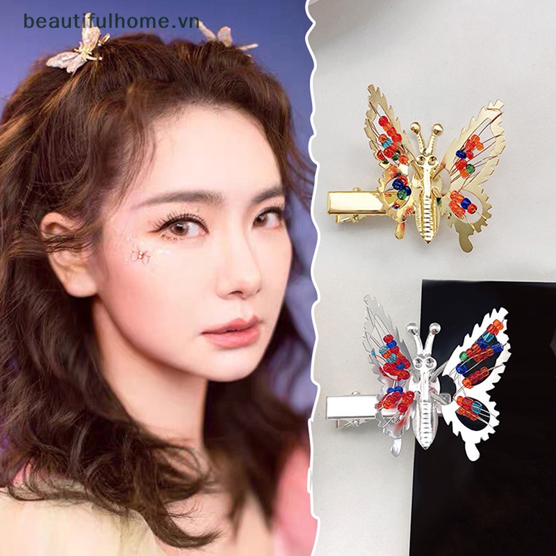 Kẹp Tóc Hình Bướm Bằng Kim Loại Thiết Kế Đục Lỗ Thời Trang Cho Nữ