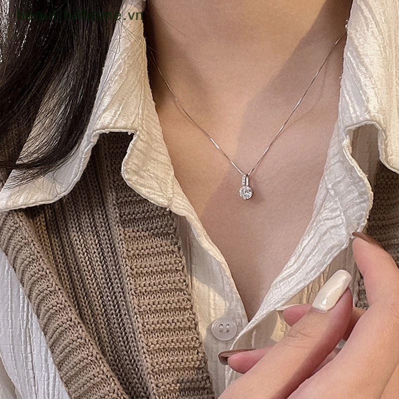 Vòng cổ Mặt Tròn Đính Đá Lấp Lánh Thời Trang Cho Nữ