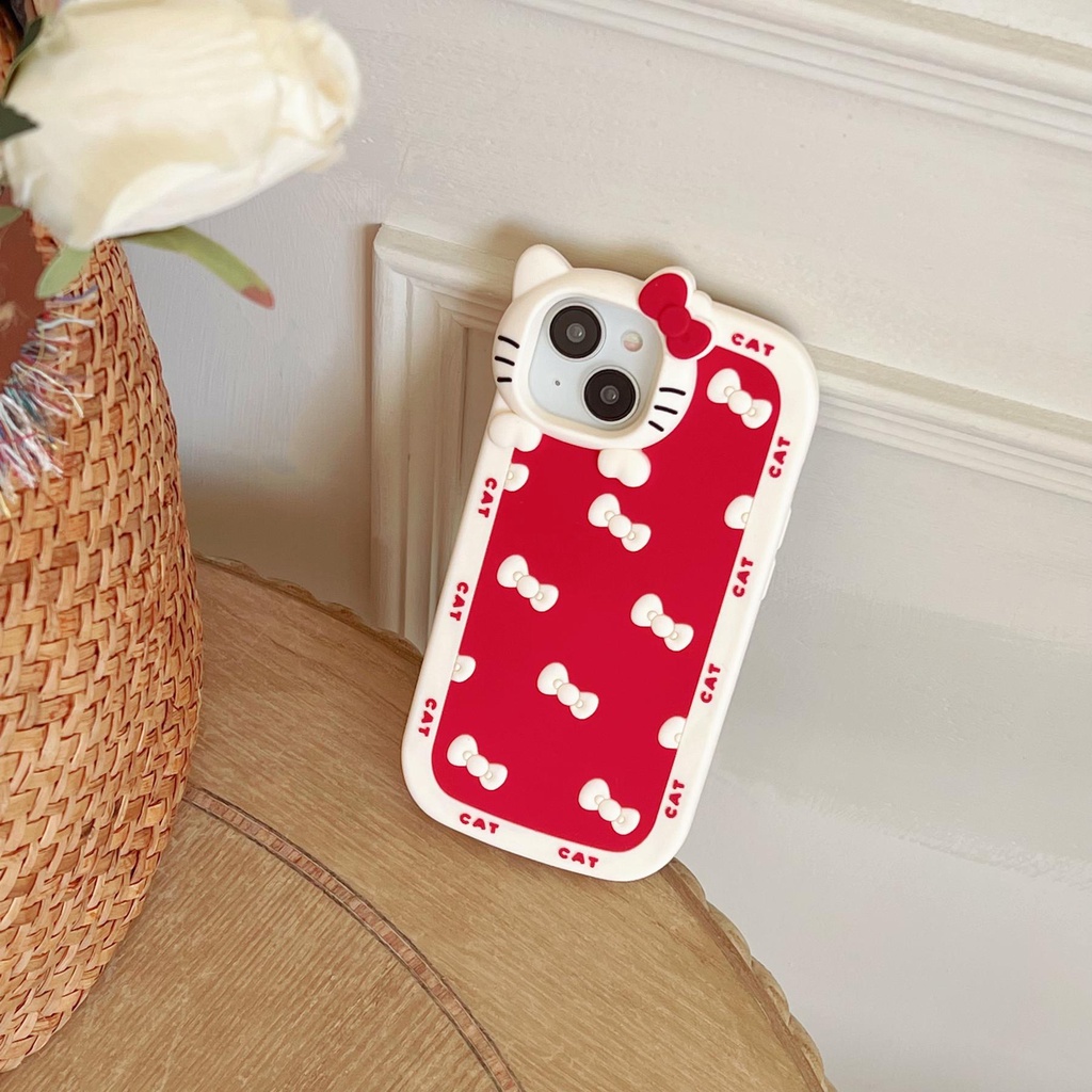Ốp Điện Thoại TPU Dẻo Họa Tiết Hoạt Hình Mèo Kitty Dễ Thương Chống Rơi Cho iPhone 14 13 12 11 Pro Max