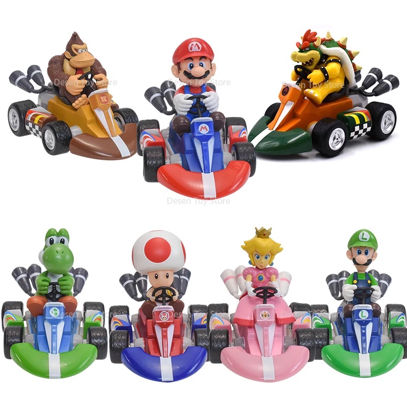SUPER MARIO WII LUIGI PRINCESS 12CM PULL BACK RACER GO KART CAR TOY