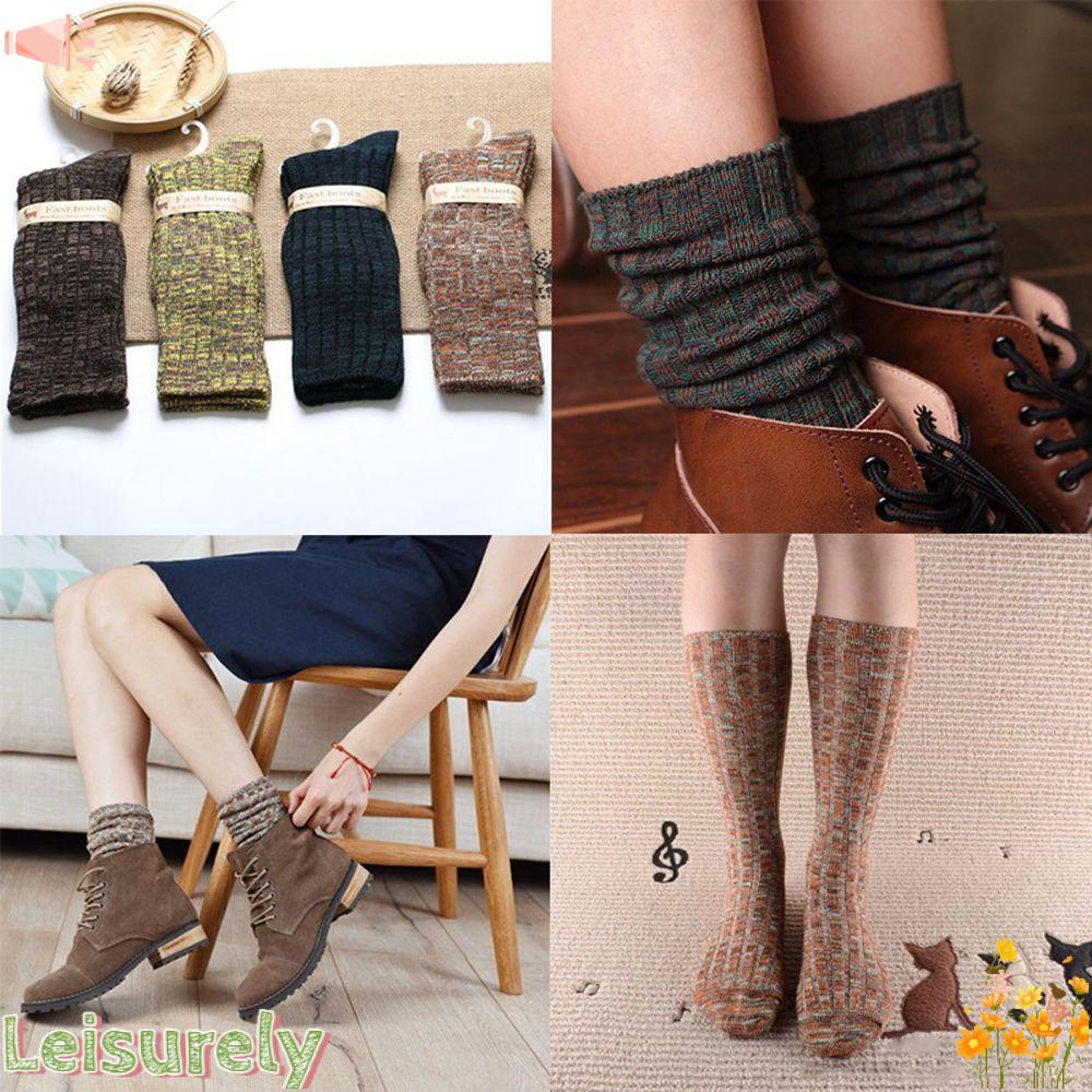 Vớ Dệt Kim Dày Giữ Ấm Mùa Đông Thoải Mái Phong Cách Retro Cho Nữ