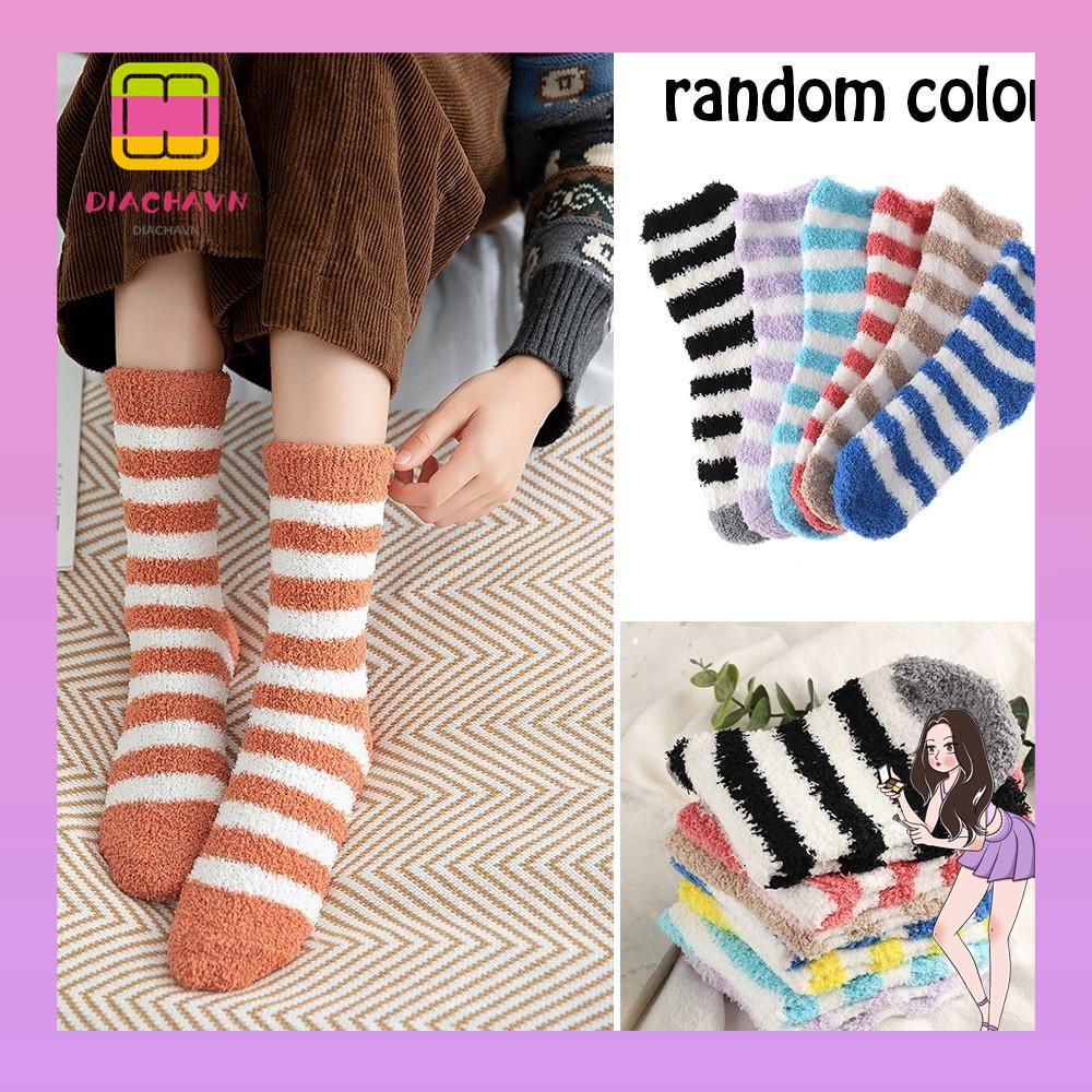 Set 5 Đôi Tất Nhung San Hô Dày Dặn Ấm Áp Thời Trang Mùa Đông