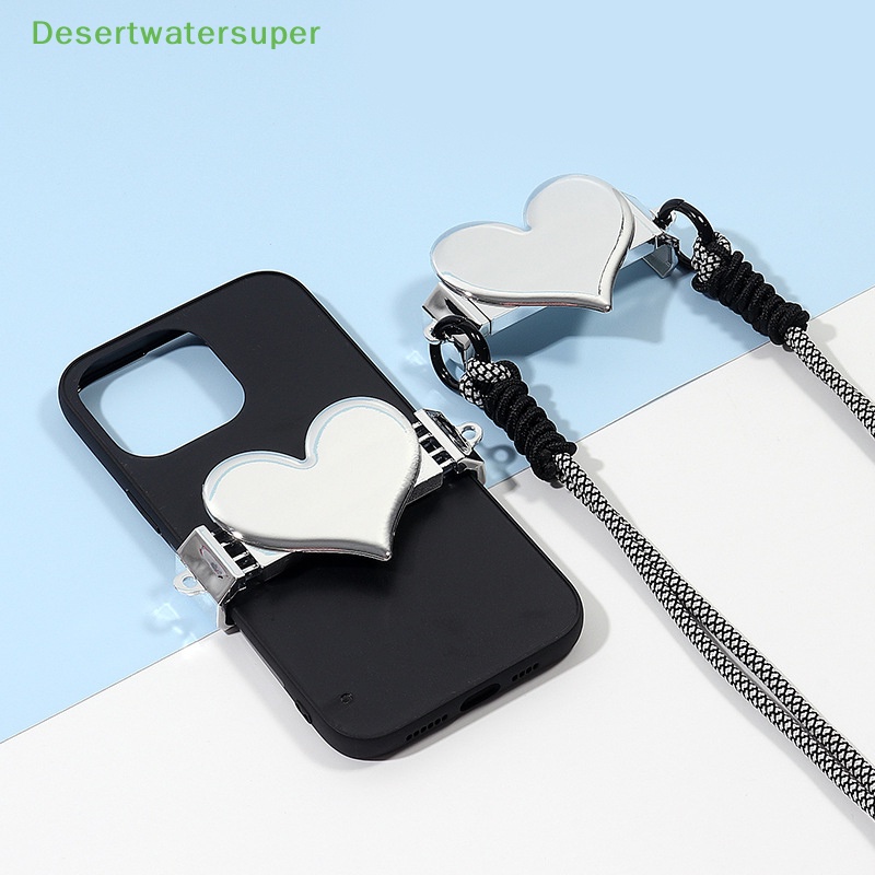 Dsvn Dây Đeo Điện Thoại Hình Trái Tim Tráng Gương Kẹp Lưng Có Thể Tháo Rời Màu Bạc Có Thể Tháo Rời