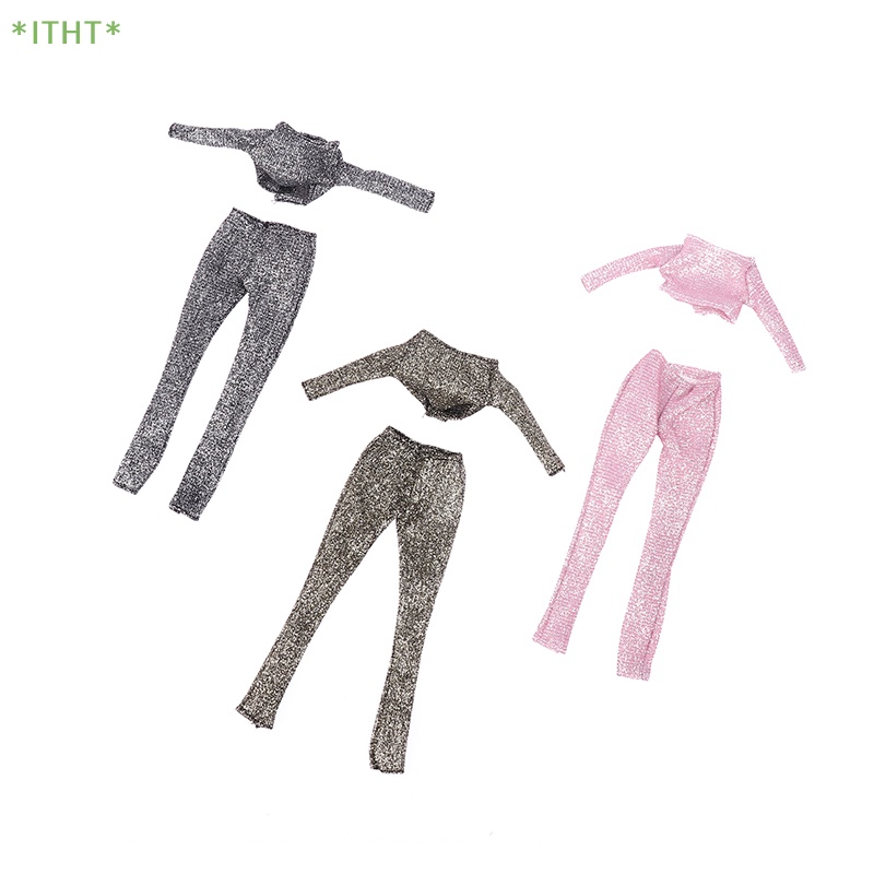 Bộ Áo Thun Tay Dài + Quần Dài Màu Hồng Lấp Lánh Dành Cho Búp Bê Mới