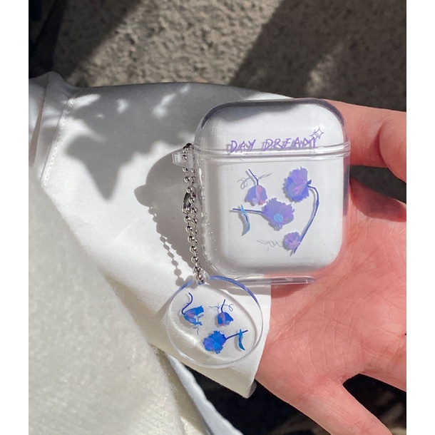 Vỏ Bảo Vệ Hộp Sạc Tai Nghe AirPods 1 / 2 Pro / I12 / Iici KJUJ Trong Suốt Kèm Móc Khóa