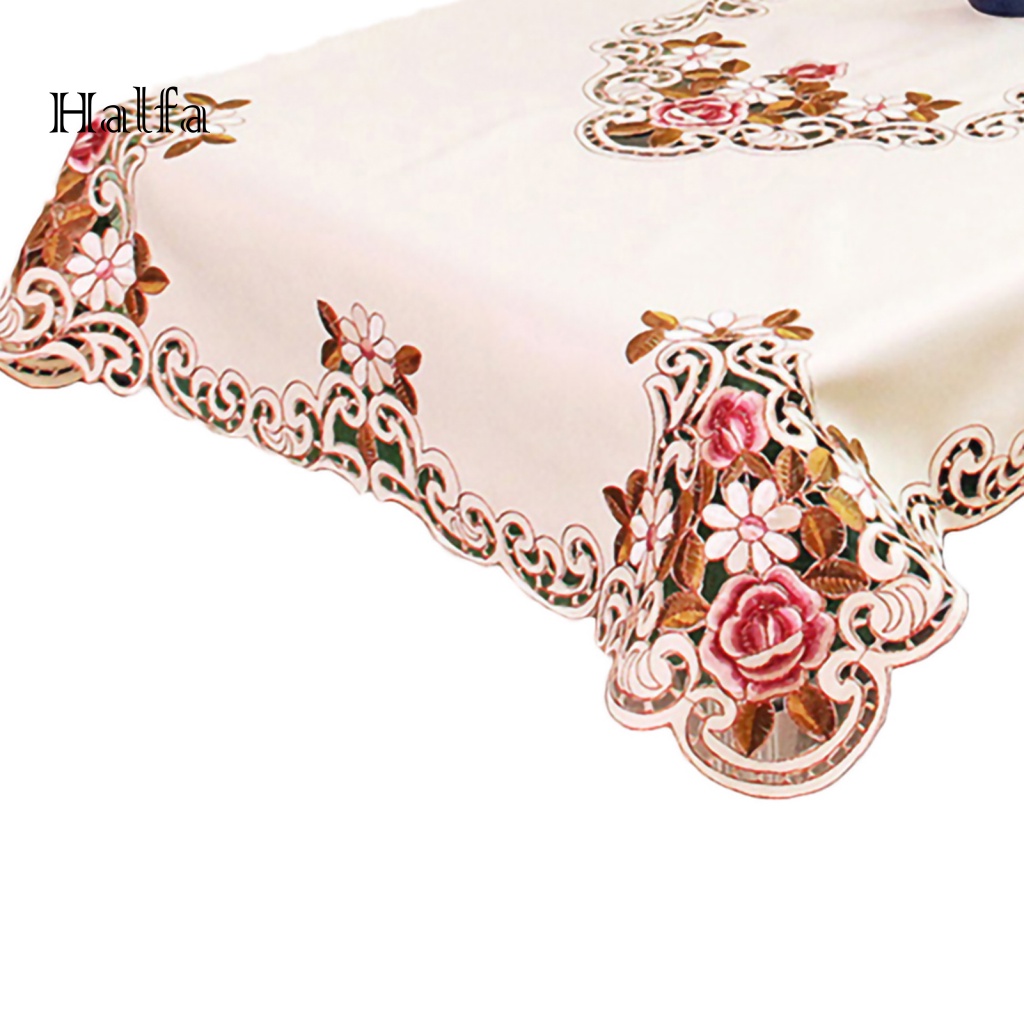 / Hf / Khăn Trải Bàn Bằng Polyester Họa Tiết Thêu Hoa Đẹp Mắt