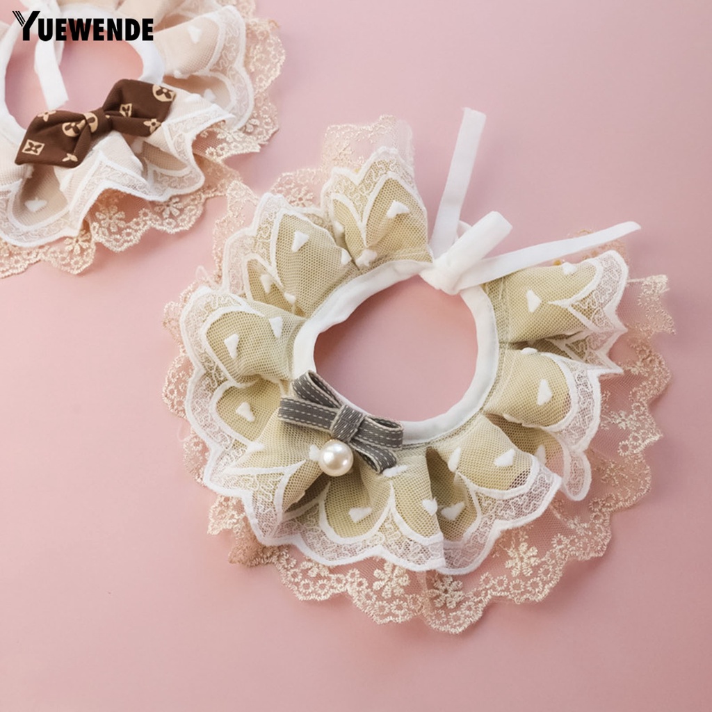 Yq.e Khăn Quàng Cổ Ren Lưới Thoáng Khí Ổn Định Chống Lạc Có Thắt Nơ Trang Trí Ngoài Trời Cho Thú Cưng