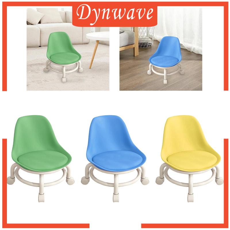 [Dynwave] Ghế Đẩu Cuộn Tròn Thấp Bằng Da PU Màu Xanh Lá Có Bánh Xe