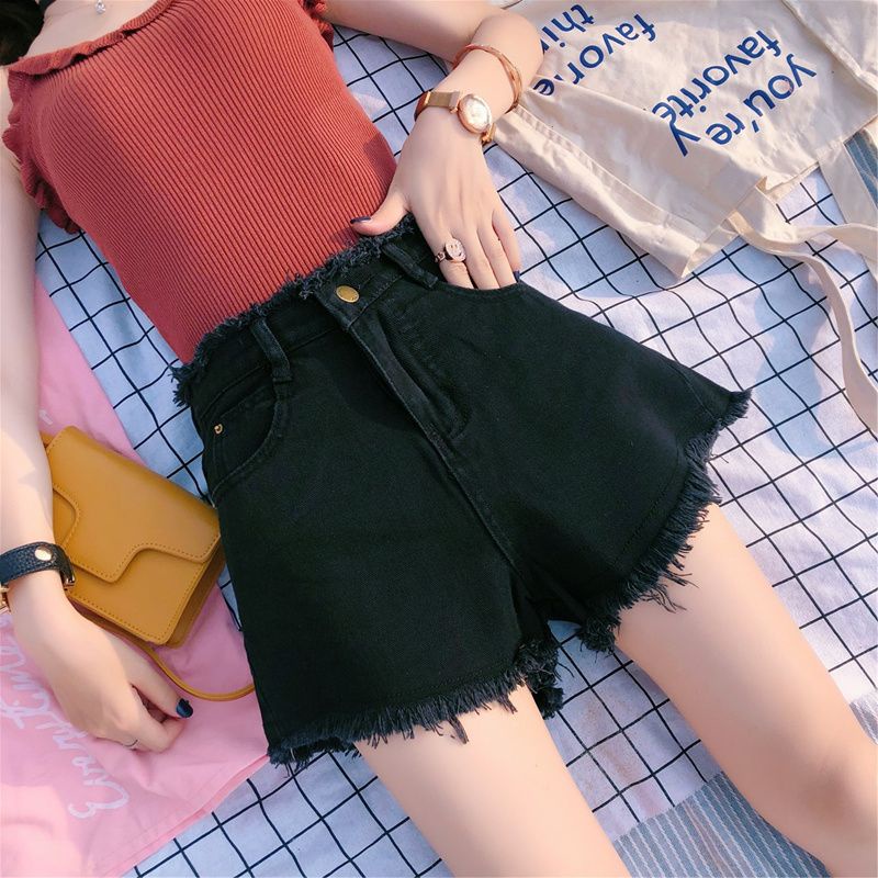 Quần Short Denim Lưng Cao Kiểu Hàn Quốc Plus Size Cho Nữ