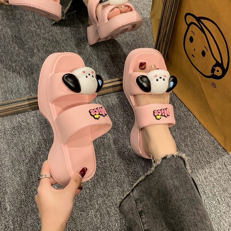 Kisstyle Dép Sandal Đế Dày Mềm Mại Họa Tiết Hoạt Hình Thoải Mái Thời Trang Đi Biển Cho Nữ