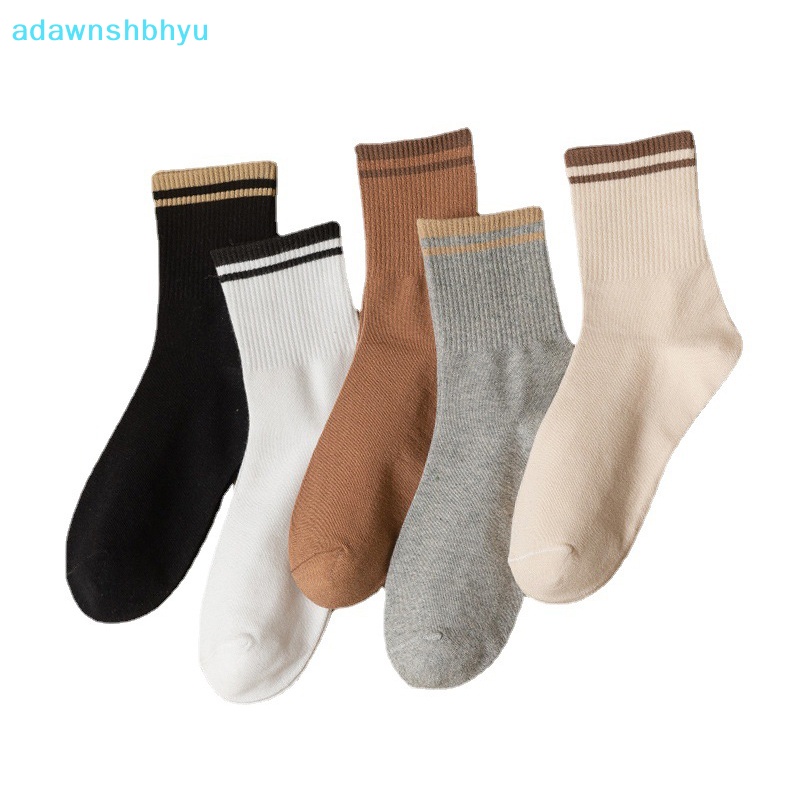 Set 2 Đôi Vớ Thể Thao Bằng Vải Cotton Màu Trơn Họa Tiết Kẻ Sọc Thoải Mái Thoáng Khí Cho Nữ