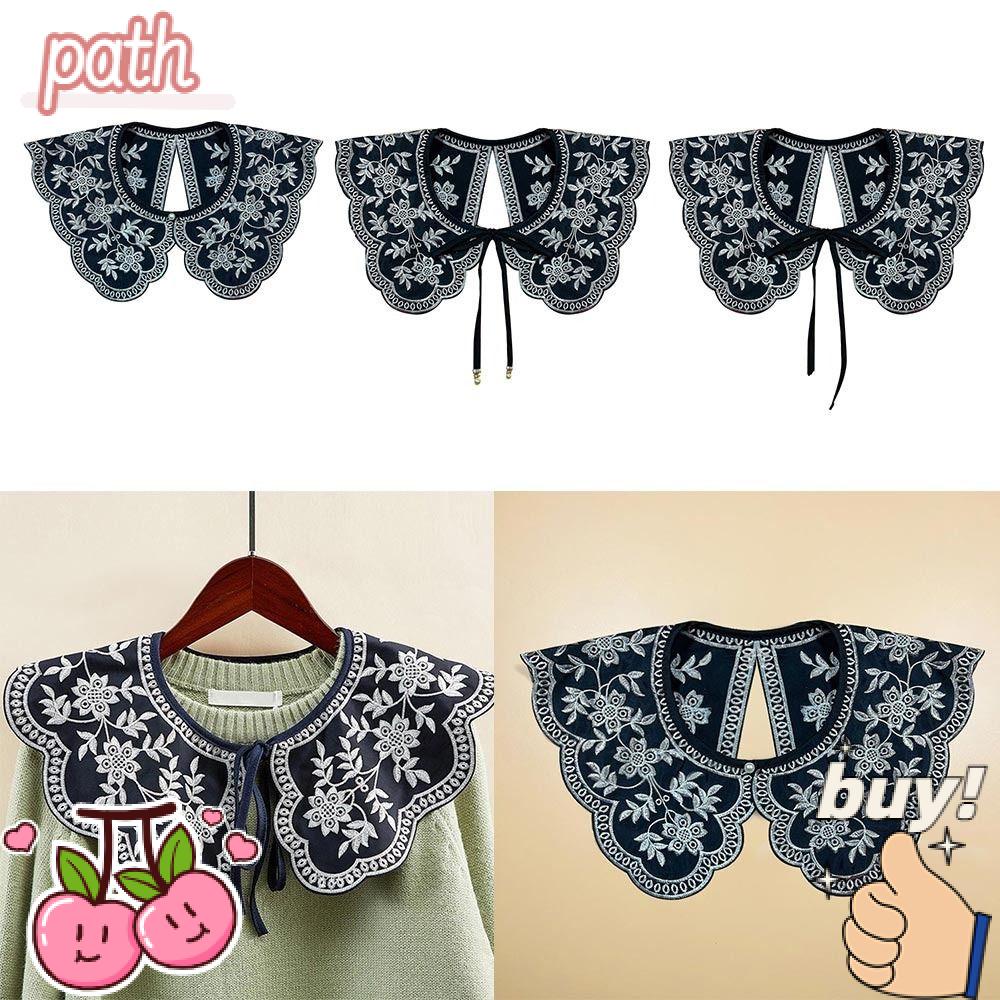 Cổ Áo Rời Cổ Bẻ Giả Thêu Họa Tiết Xinh Xắn Thời Trang Cho Nữ