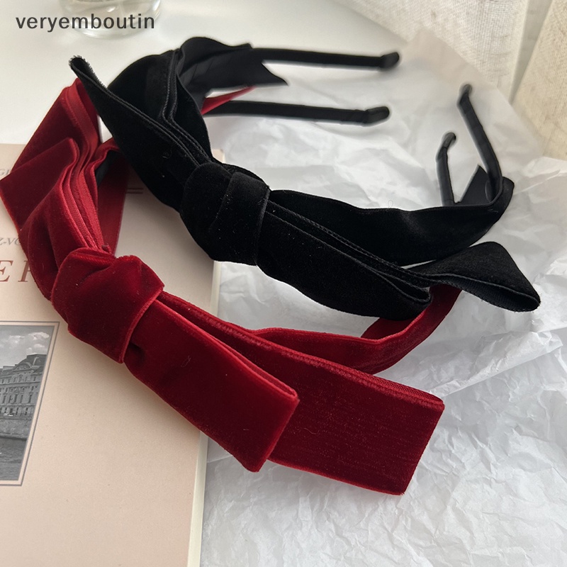 Băng Đô Cài Tóc Bằng Vải Nhung Màu Trơn Đính Nơ Thời Trang Đơn Giản Cổ Điển Dành Cho Bạn Nữ